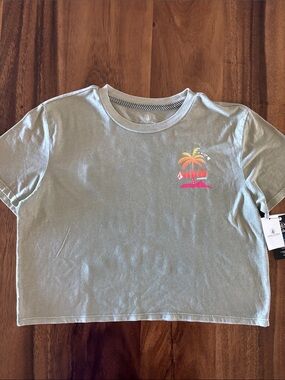 Volcom Sage Green Palm Graphic Crop Tee